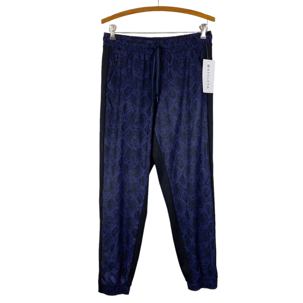 NWT Athleta Brooklyn Jogger Pants Sz.6 Blue Python Snake Print